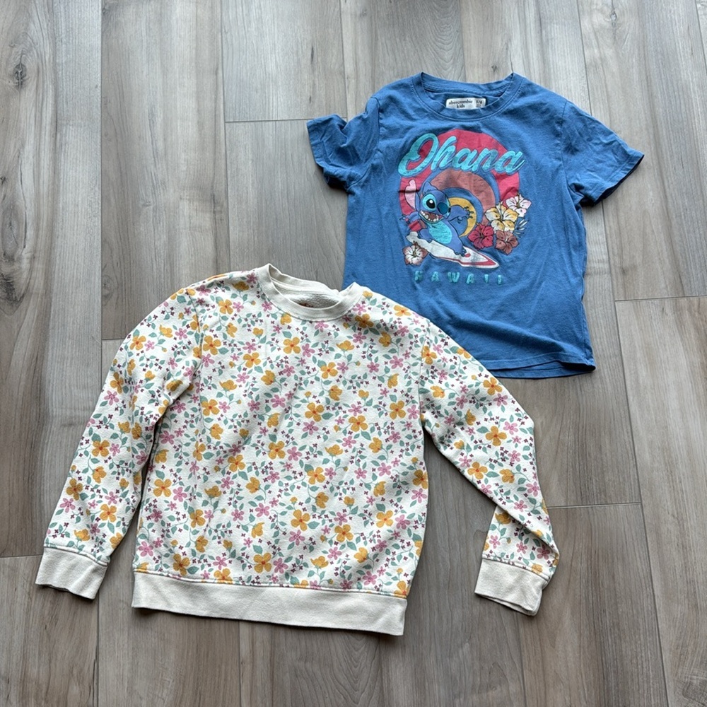 girl size 6 and size 7 large bundle shirts pants dress skirt shorts lilo stitch - Picture 8 of 9